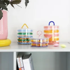 Boite Stripy Verre Multicolore / O 10 X H 15 Cm - & Klevering