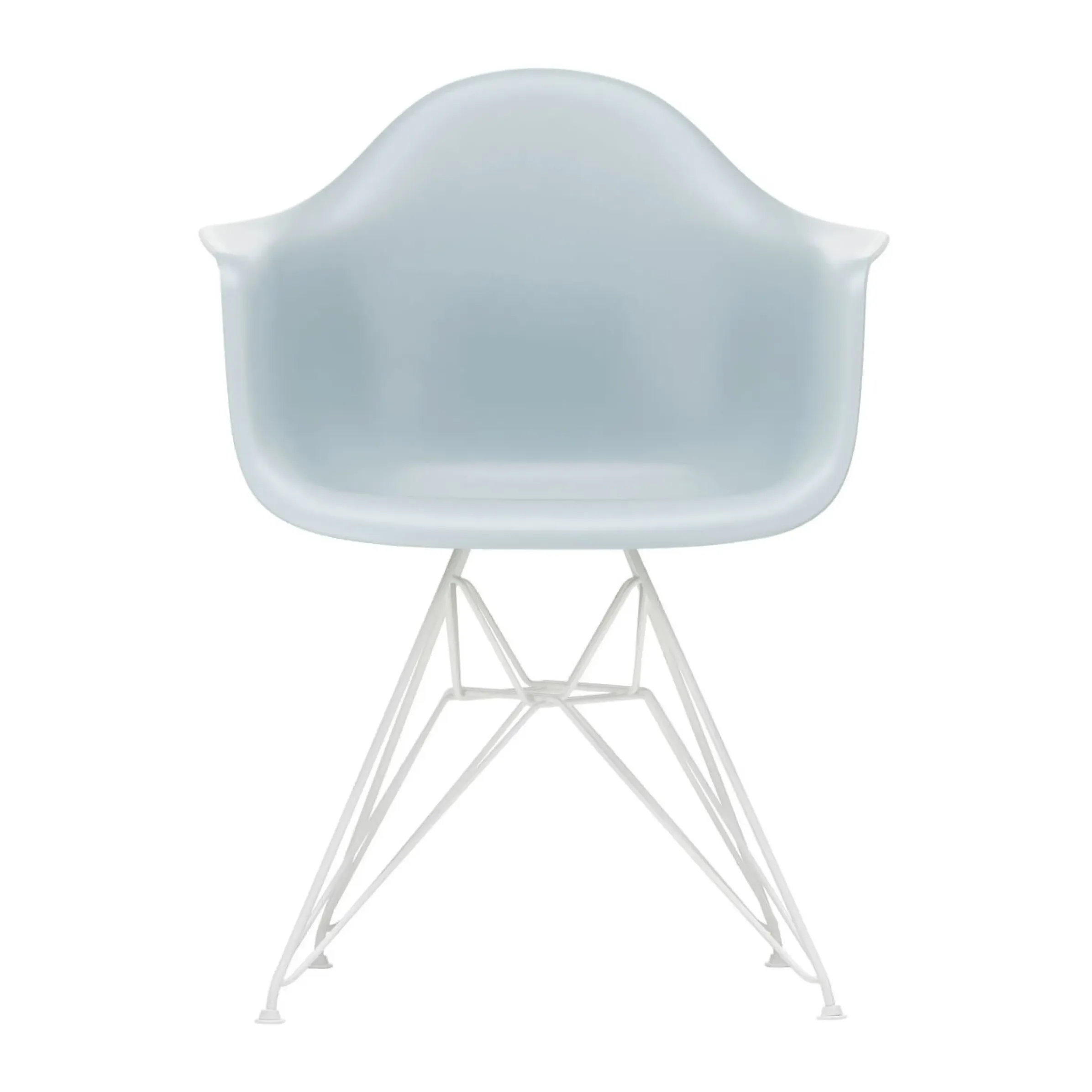 Fauteuil Dar - Eames Plastic Armchair Plastique Bleu Gris / (1950) - Pieds Blancs - Vitra
