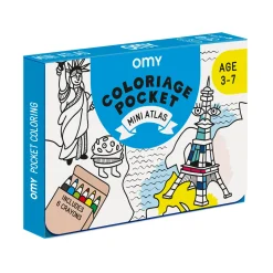 Poster A Colorier Coloriage Pocket -Papier Blanc Noir / 52 X 38 Cm - Omy Design & Play