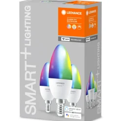 Ampoule Connectee E14 Smart+ Plastique Blanc / Lot De 3 - Flamme - Multicolore Rgbw / 4,9W=40W - Wifi / Variable - Ledvance