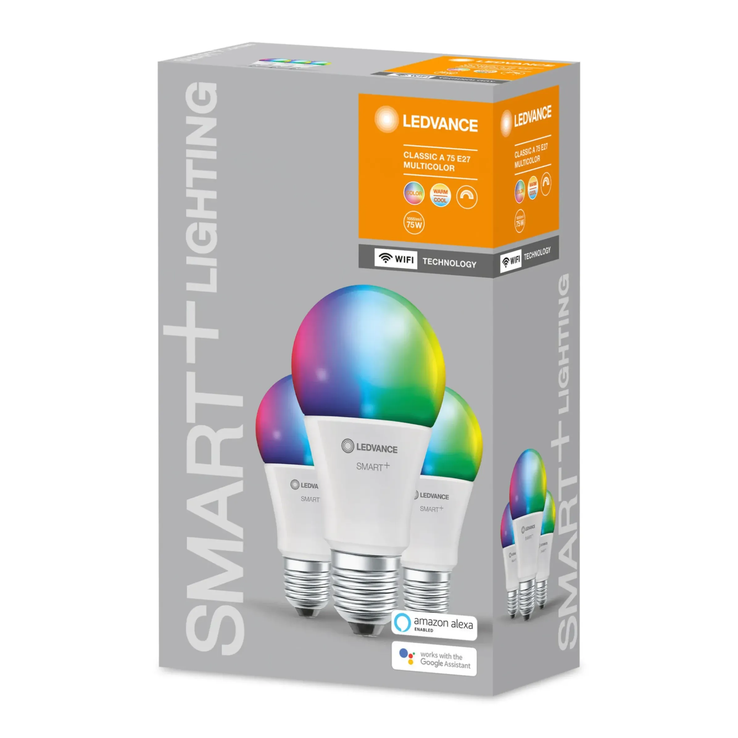 Ampoule Connectee E27 Smart+ Plastique Blanc / Lot De 3 - Standard - Multicolore Rgbw / 9,5W = 75W - Wifi / Variable - Ledvance