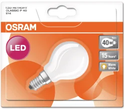 Ampoule Led E14  Verre / Spherique Depolie - 4,5W=40W (2700K, Chaud) - Osram