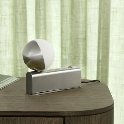 Applique Avec Prise Balancer Mini Verre Gris Argent Metal / Lampe De Table - Orientable - Northern