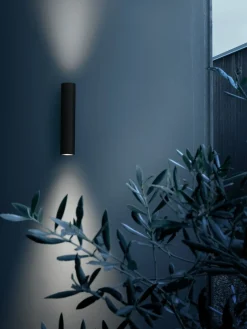 Applique Flauta Riga Indoor Metal Bleu / Led - H 22,5 Cm - Rayures Verticales - Flos