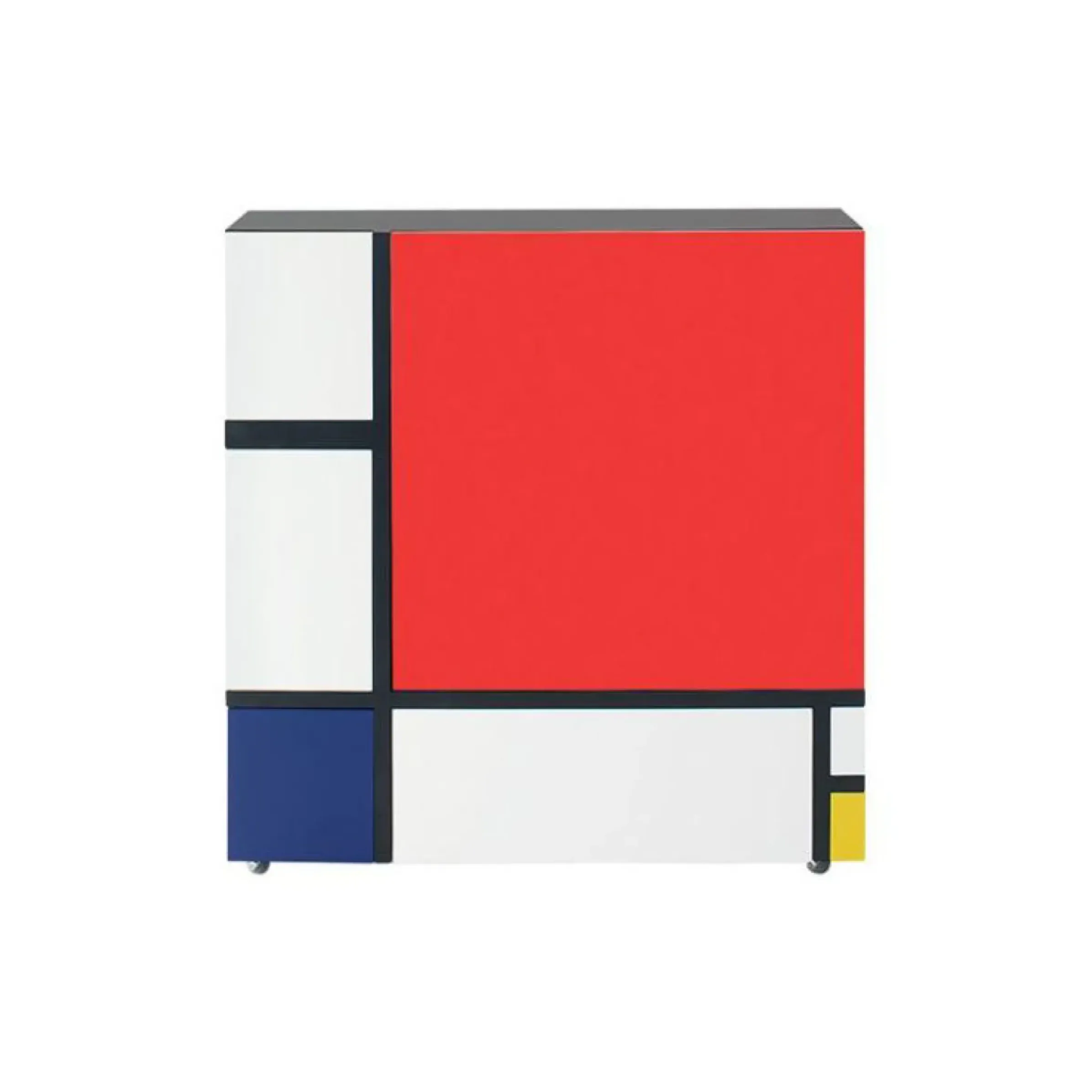 Armoire Homage To Mondrian Bois Multicolore / Shiro Kuramata, 1975 - L 112 X H 116 Cm / Roulettes - Cappellini