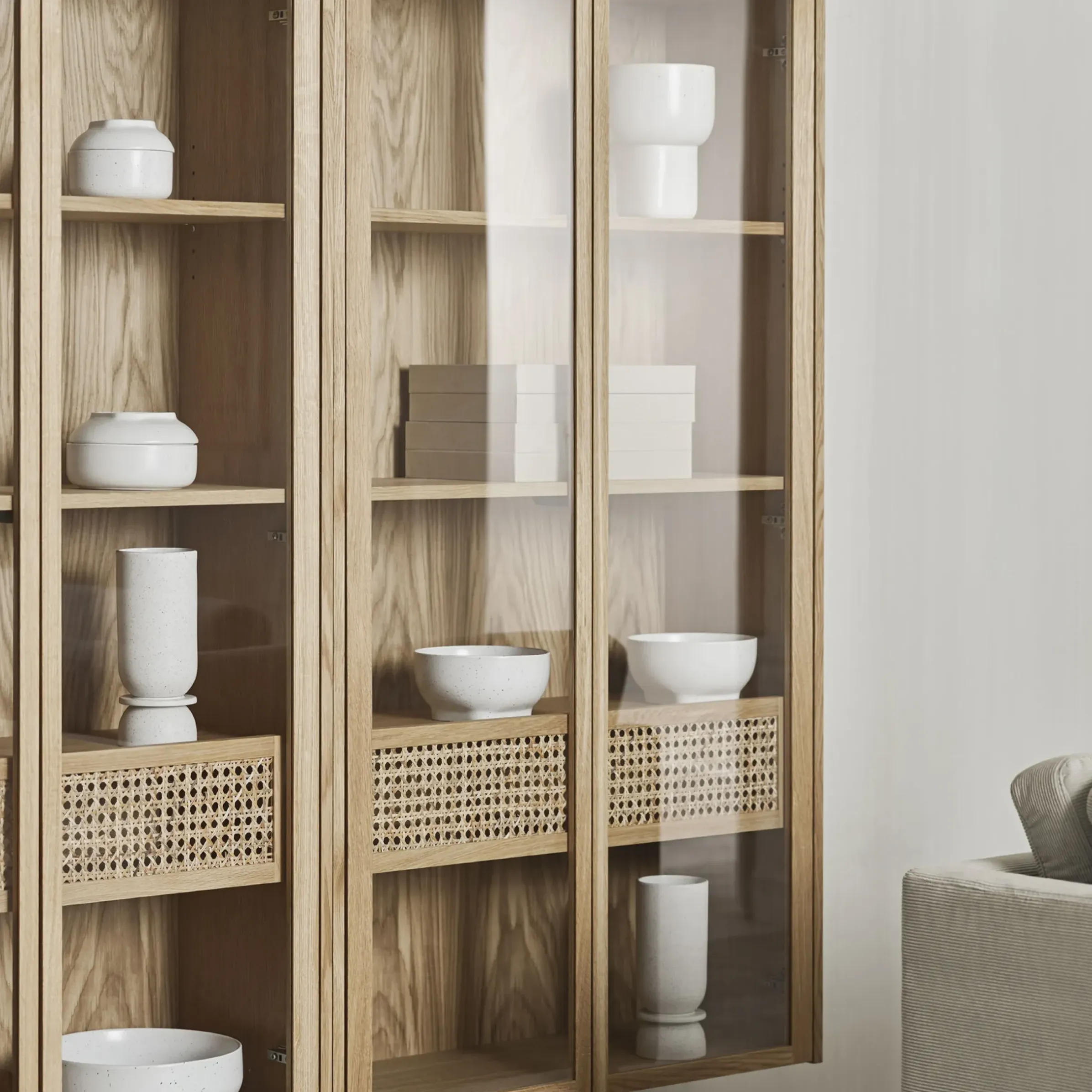 Armoire Murale Cana High Bois Naturel / Haut - L 80,8 X H 143,7 Cm / Cannage - Bolia