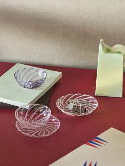 Assiette A Mignardises Spin Verre Rose Transparent / Set De 2 - Verre - Hay