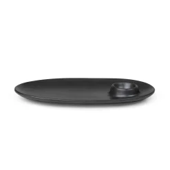Assiette Flow Ceramique/ Avec Coquetier Integre - 23 X 14 Cm - Ferm Living