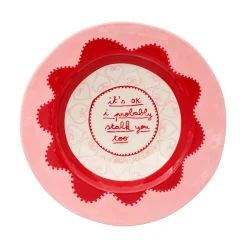 Assiette It'S Ok I Probably Stalk You Too Ceramique Rose Rouge / O 26 Cm - Peint A La Main - Laetitia Rouget
