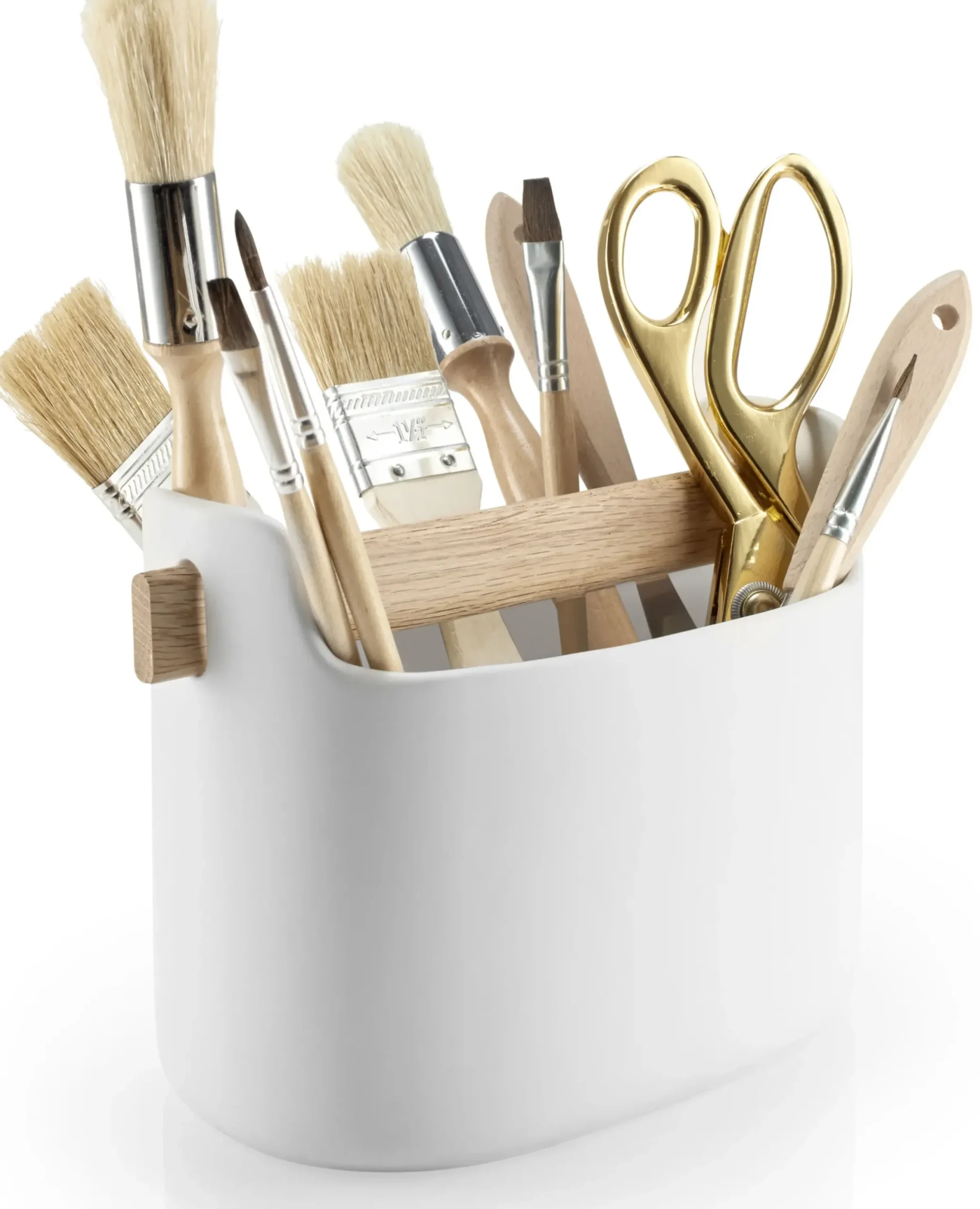 Bac De Rangement Toolbox Ceramique Blanc Bois Naturel / L 19 X H 15 Cm - Ceramique & Chene - Eva Solo