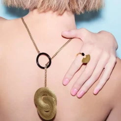 Bague Venusia - Edone Noir Or Metal / Medium - Alessi
