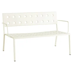 Banc Avec Dossier Balcony Lounge Metal Beige / Avec Accoudoirs - L 121,5 Cm - Hay