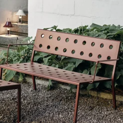 Banc Avec Dossier Balcony Lounge Metal Rouge / Avec Accoudoirs - L 121,5 Cm - Hay