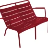 Banc Avec Dossier Luxembourg Duo Metal Rouge / 2 Places - L 119 Cm - Aluminium - Fermob