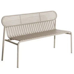 Banc Avec Dossier Week-End Metal Beige / Aluminium - L 121 Cm - Petite Friture