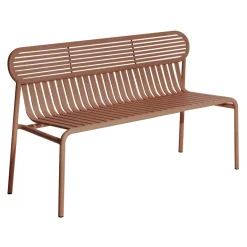 Banc Avec Dossier Week-End Metal Marron / Aluminium - L 121 Cm - Petite Friture