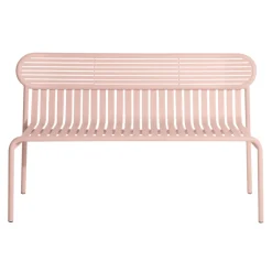 Banc Avec Dossier Week-End Metal Rose / Aluminium - L 121 Cm - Petite Friture