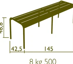 Banc Luxembourg Metal Marron Beige 3/4 Places / L 145 Cm - Aluminium - Fermob