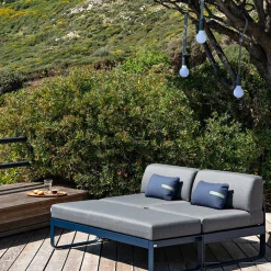 Banc Rembourre Bellevie Metal Tissu Beige / Table Basse (Coussin Amovible) - L 148 Cm / Taupe Grise - Fermob