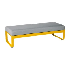 Banc Rembourre Bellevie Metal Tissu Gris / Table Basse (Coussin Amovible) - L 148 Cm / Gris Flanelle - Fermob