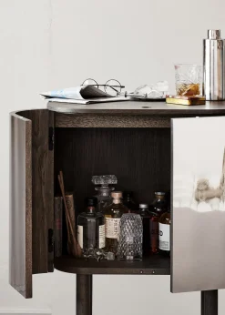 Bar Loud Miroir Bois Naturel / Roulettes - 60 X 39 X H 99 Cm - Northern
