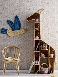Bibliotheque Girafe Fibre Vegetale Beige Bois/ A Poser - L 46 X H 148 Cm - Bloomingville