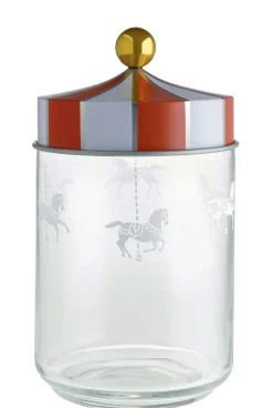 Bocal Hermetique Circus Metal Verre Blanc Rouge Transparent / 100 Cl - Verre & Metal - Alessi