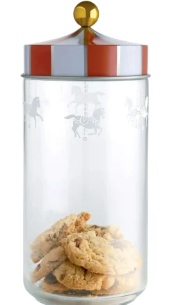 Bocal Hermetique Circus Metal Verre Blanc Rouge Transparent / 150 Cl - Verre & Metal - Alessi