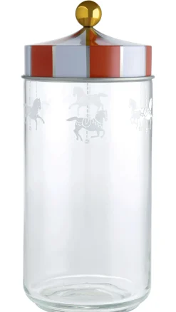 Bocal Hermetique Circus Metal Verre Blanc Rouge Transparent / 150 Cl - Verre & Metal - Alessi
