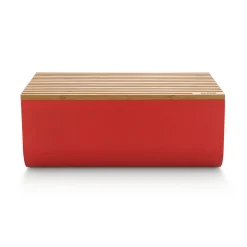 Boite A Pain Mattina Metal Bois Rouge / Acier & Bambou - 34 X 21 Cm - Alessi