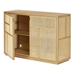 Buffet Air Bois Naturel / Meuble Tv - Cannage Rotin - L 120 X H 81 Cm - Design House Stockholm