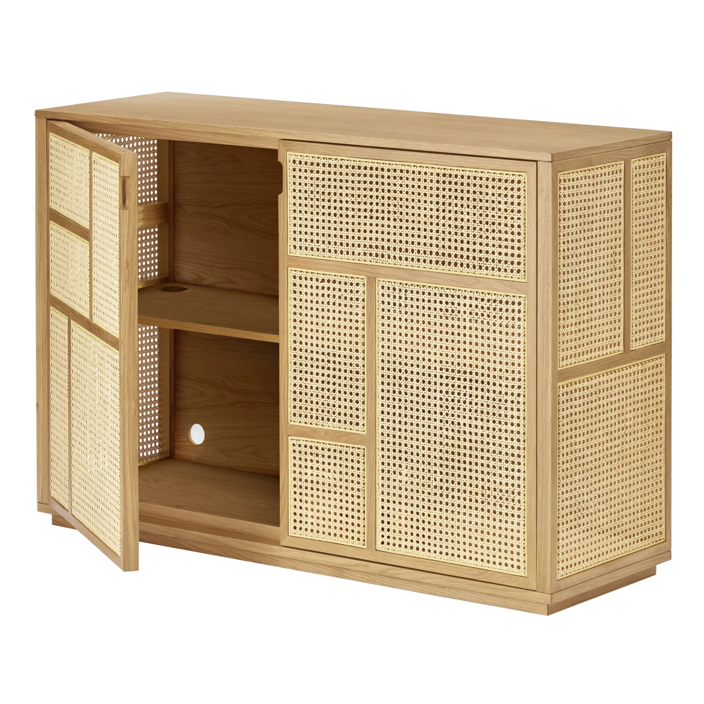 Buffet Air Bois Naturel / Meuble Tv - Cannage Rotin - L 120 X H 81 Cm - Design House Stockholm