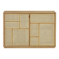 Buffet Air Bois Naturel / Meuble Tv - Cannage Rotin - L 120 X H 81 Cm - Design House Stockholm