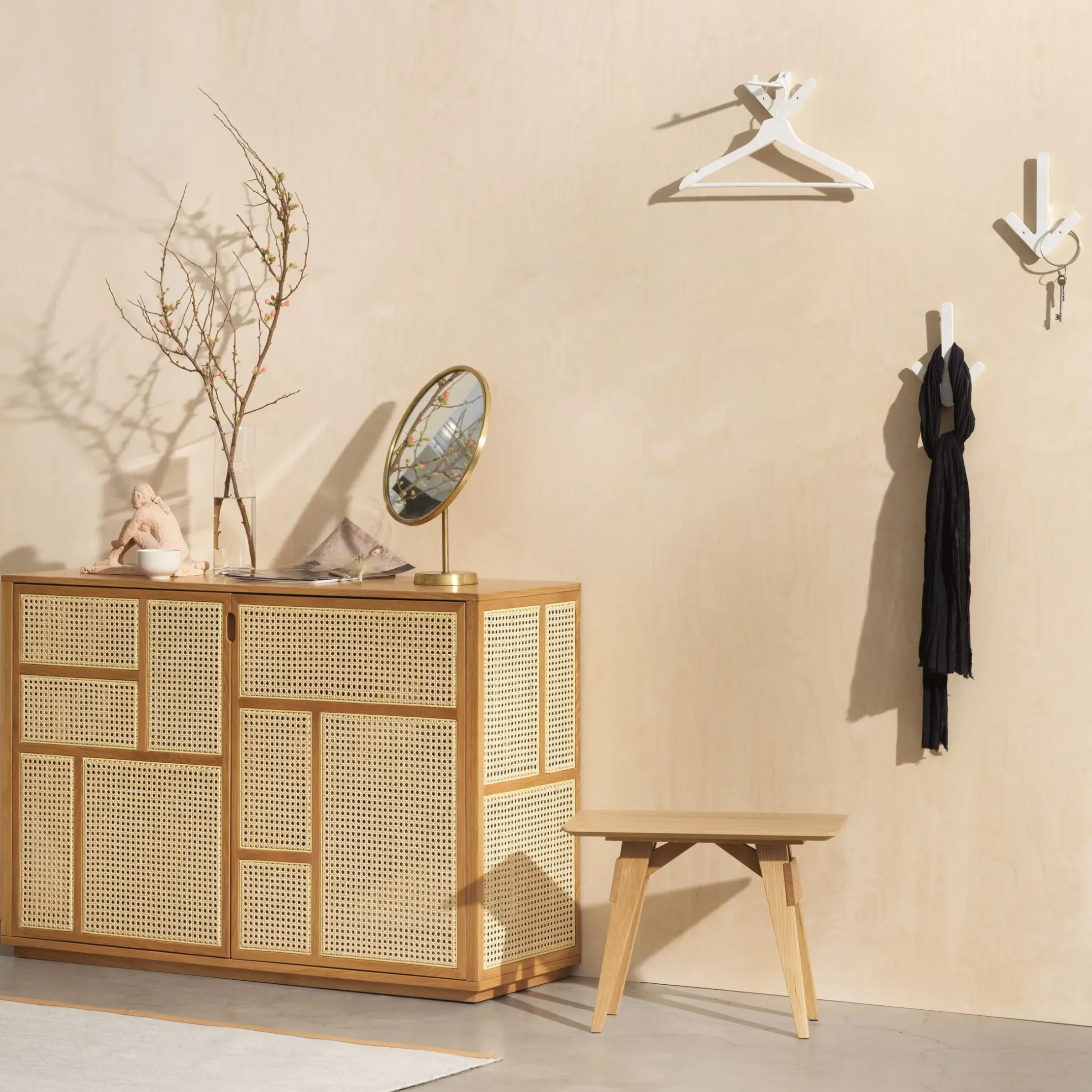 Buffet Air Bois Naturel / Meuble Tv - Cannage Rotin - L 120 X H 81 Cm - Design House Stockholm