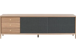 Buffet Gabin Metal Gris Bois Naturel / Meuble Tv - 3 Tiroirs - L 162 Cm - Harto