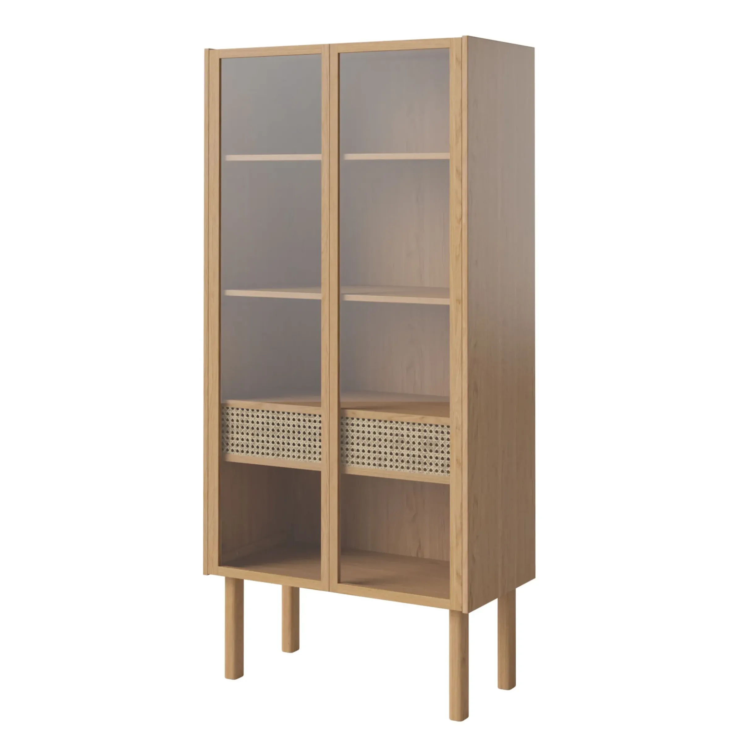 Buffet Haut Cana High Fibre Vegetale Bois Naturel / L 82 X H 172 Cm - Cannage Rotin - Bolia