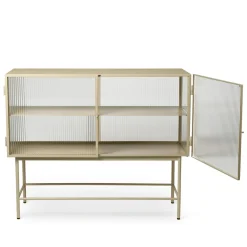 Buffet Haze Metal Verre Beige / L 110 X H 90 Cm / 2 Portes Verre Cannele - Ferm Living