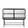 Buffet Haze Metal Verre Noir / L 110 X H 90 Cm / 2 Portes Verre Cannele - Ferm Living