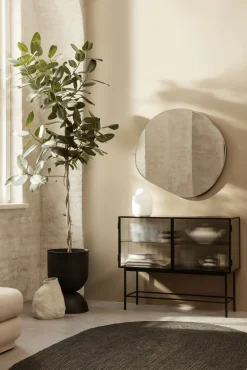 Buffet Haze Metal Verre Noir / L 110 X H 90 Cm / 2 Portes Verre Cannele - Ferm Living