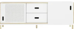 Buffet Kabino Metal Blanc Bois Naturel / Meuble Tv - L 162 Cm - Tiroirs - Normann Copenhagen
