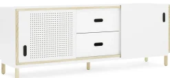 Buffet Kabino Metal Blanc Bois Naturel / Meuble Tv - L 162 Cm - Tiroirs - Normann Copenhagen