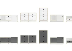 Buffet Kabino Metal Blanc Bois Naturel / Meuble Tv - L 162 Cm - Tiroirs - Normann Copenhagen