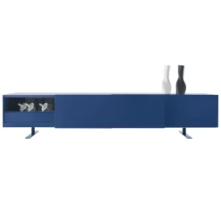 Buffet Luxor Metal Bois Bleu / 2 Portes Coulissantes - L 270 X H 66 Cm - Cappellini