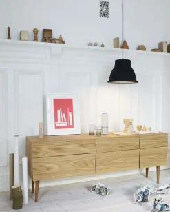 Buffet Reflect Large Bois Naturel / L 180 Cm - 2 Portes & 2 Tiroirs - Muuto