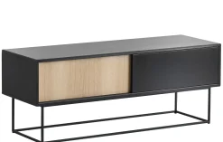 Buffet Virka Low Noir Bois Naturel / Meuble Tv - L 120 X H 47 Cm - Woud