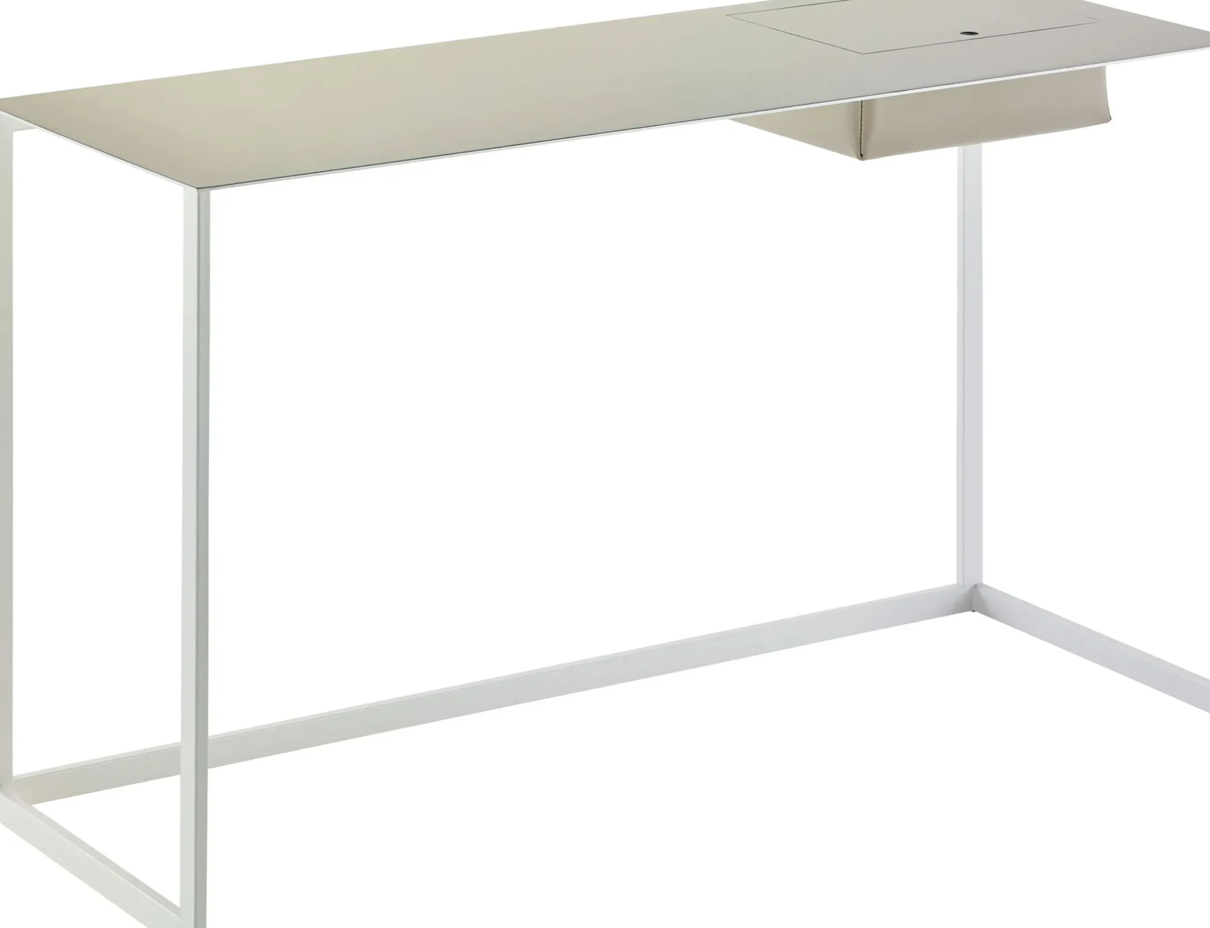 Bureau Calamo Cuir Blanc Gris / Console - Cuir Sellier - L 130 Cm - Zanotta