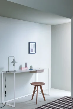 Bureau Calamo Cuir Blanc Gris / Console - Cuir Sellier - L 130 Cm - Zanotta
