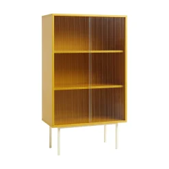 Cabinet Colour Cabinet Tall Bois/ L 75 X H 130 Cm - Portes Verre Strie - Hay