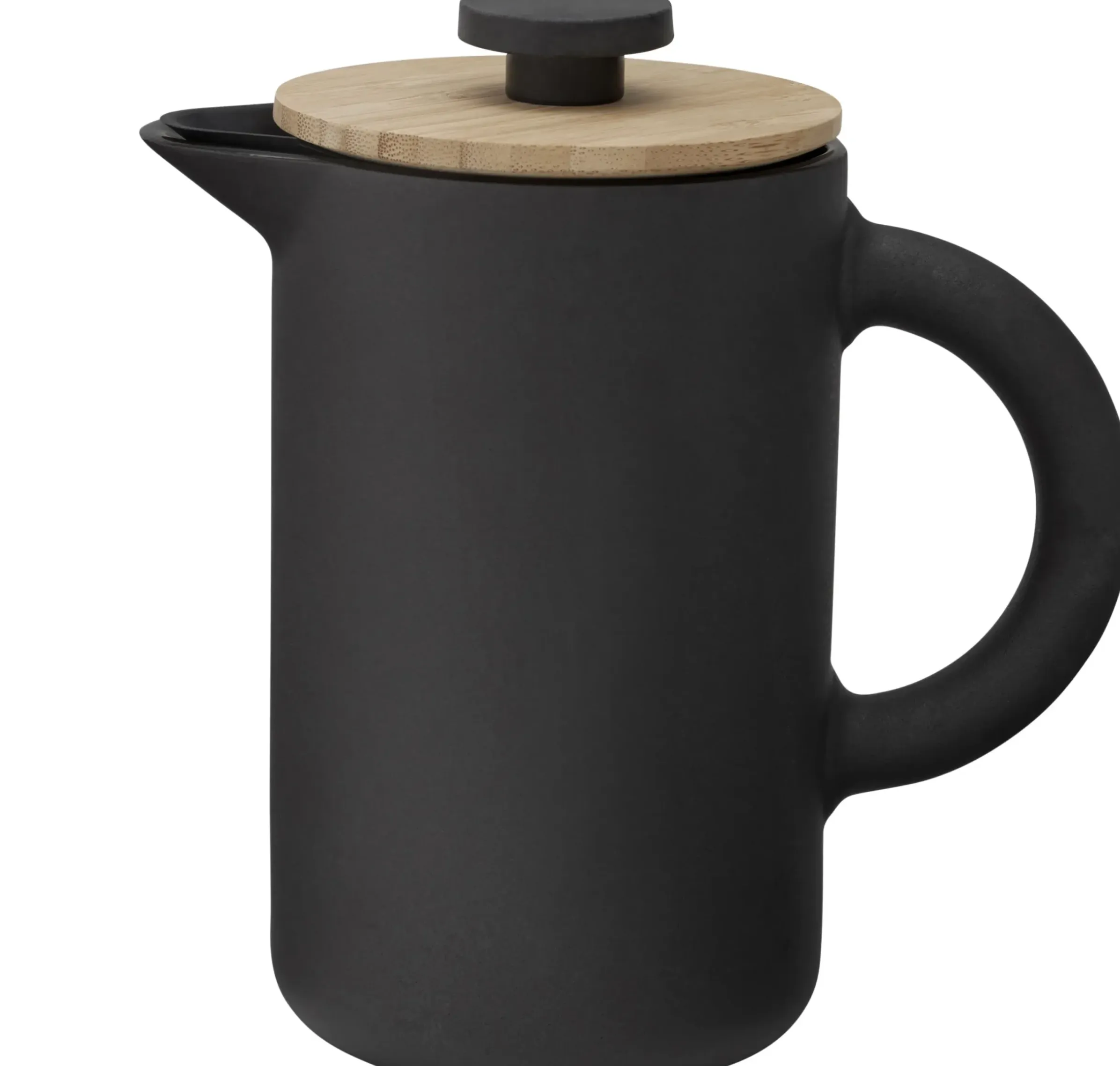 Cafetiere A Piston Theo Ceramique Noir Bois Naturel / 0,8L - Gres & Bambou - Stelton