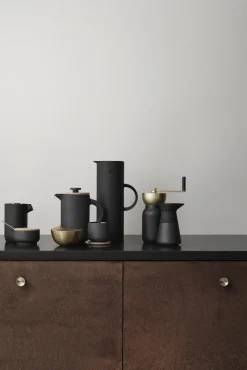 Cafetiere A Piston Theo Ceramique Noir Bois Naturel / 0,8L - Gres & Bambou - Stelton